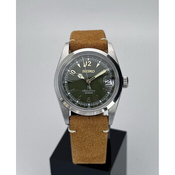 Custom Seiko Mod • Olive Alpinist Explorer (acrylic glass, suede leather) • 36mm